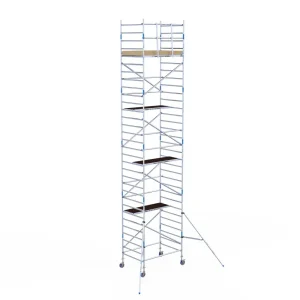 Torre móvil de aluminio Alumexx Light de 10,2 m de altura con plataforma de 135 cm – vista en perspectiva