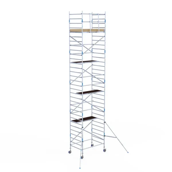 Torre móvil de aluminio Alumexx Light de 10,2 m de altura con plataforma de 135 cm – vista en perspectiva