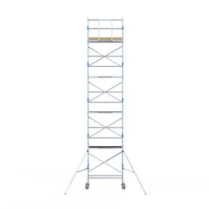 Torre móvil de aluminio Alumexx Light de 10,2 m de altura con plataforma de 75 cm – vista en perspectiva