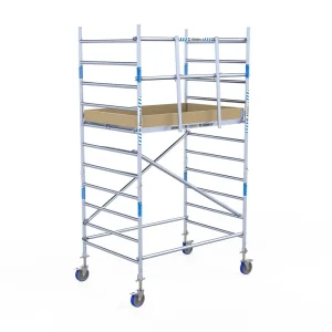 Torre móvil de aluminio Alumexx Light de 4,2 m de altura con plataforma de 135 cm – vista en perspectiva