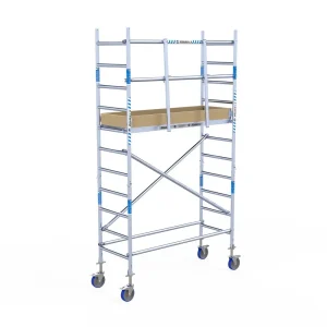 Torre móvil de aluminio Alumexx Light de 4,2 m de altura con plataforma de 75 cm – vista en perspectiva