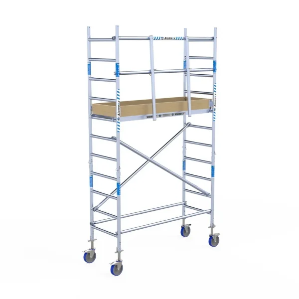 Torre móvil de aluminio Alumexx Light de 4,2 m de altura con plataforma de 75 cm – vista en perspectiva