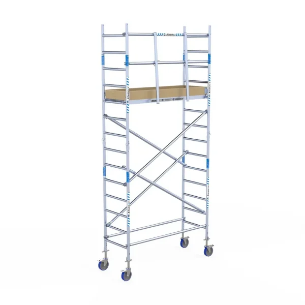 Torre móvil de aluminio Alumexx Light de 5,2 m de altura con plataforma de 75 cm – vista en perspectiva