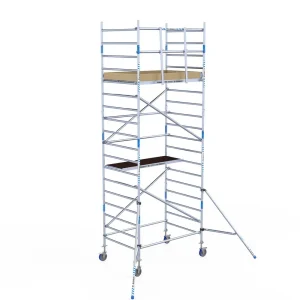 Torre móvil de aluminio Alumexx Light de 6,2 m de altura con plataforma de 135 cm – vista en perspectiva