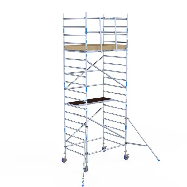 Torre móvil de aluminio Alumexx Light de 6,2 m de altura con plataforma de 135 cm – vista en perspectiva
