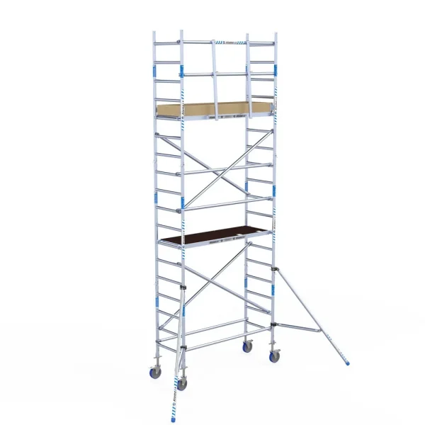 Torre móvil de aluminio Alumexx Light de 6,2 m de altura con plataforma de 75 cm – vista en perspectiva