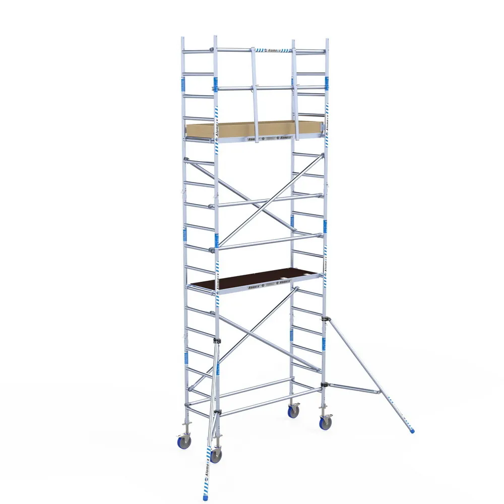 Andamio de aluminio con ruedas Alumexx 6,2 m (torre móvil), plataforma 75 × 190 cm. Modelo más vendido.
