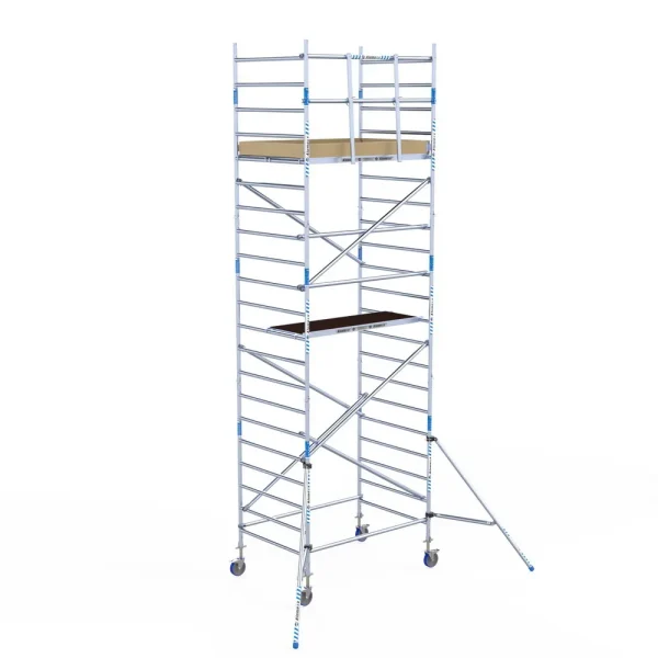 Torre móvil de aluminio Alumexx Light de 7,2 m de altura con plataforma de 135 cm – vista en perspectiva