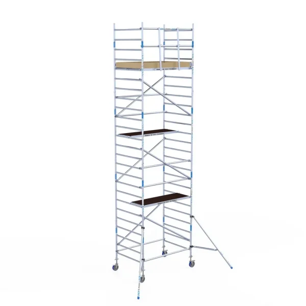 Torre móvil de aluminio Alumexx Light de 8,2 m de altura con plataforma de 135 cm – vista en perspectiva