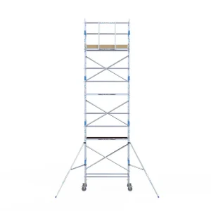 Torre móvil de aluminio Alumexx Light de 8,2 m de altura con plataforma de 75 cm – vista en perspectiva
