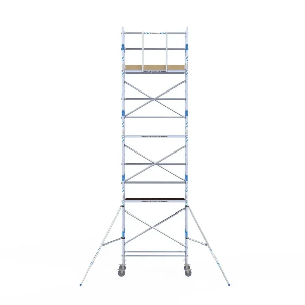 Torre móvil de aluminio Alumexx Light de 8,2 m de altura con plataforma de 75 cm – vista en perspectiva