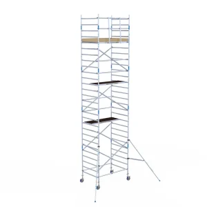Torre móvil de aluminio Alumexx Light de 9,2 m de altura con plataforma de 135 cm – vista en perspectiva