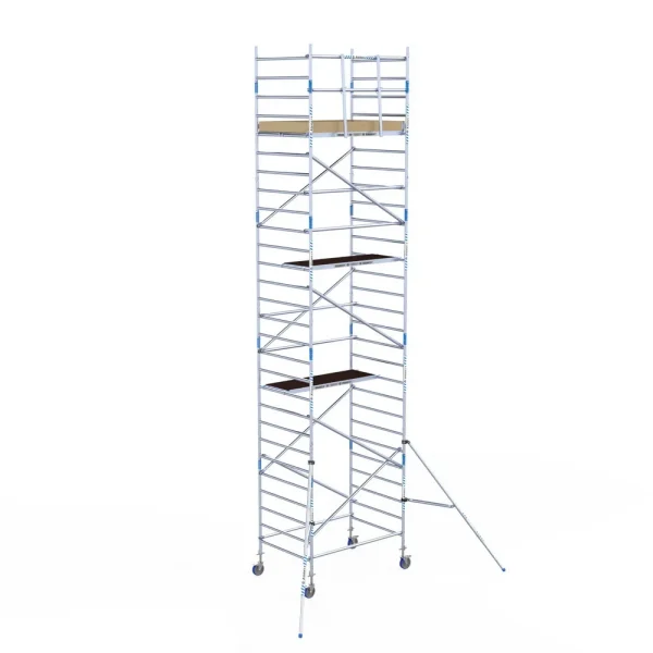 Torre móvil de aluminio Alumexx Light de 9,2 m de altura con plataforma de 135 cm – vista en perspectiva