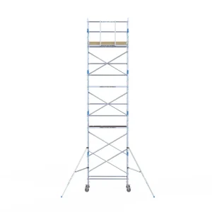 Torre móvil de aluminio Alumexx Light de 9,2 m de altura con plataforma de 75 cm – vista en perspectiva