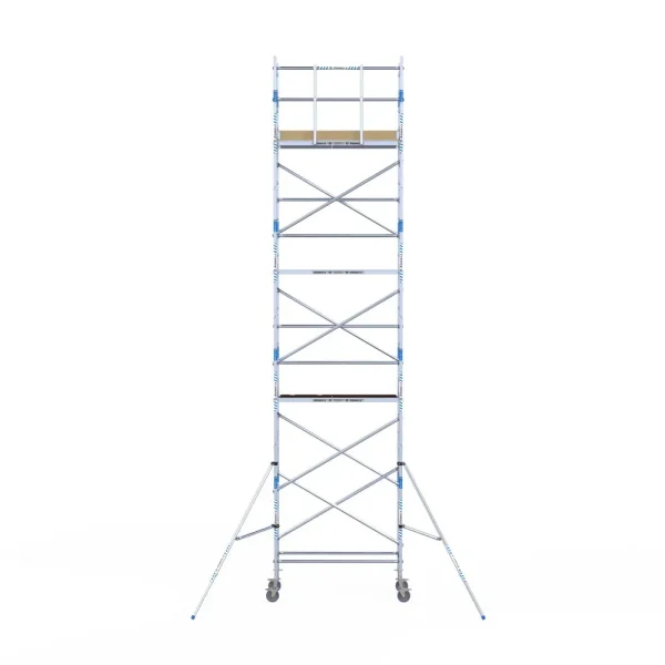 Torre móvil de aluminio Alumexx Light de 9,2 m de altura con plataforma de 75 cm – vista en perspectiva