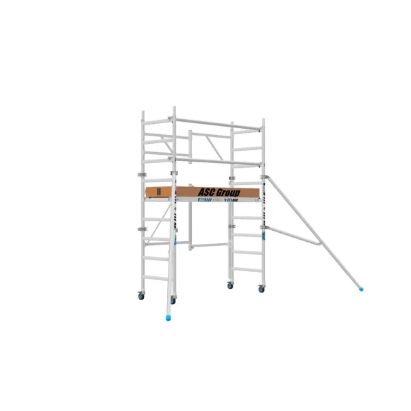 Andamio plegable de aluminio PRO 3,85 m con 2 estabilizadores, kit completo