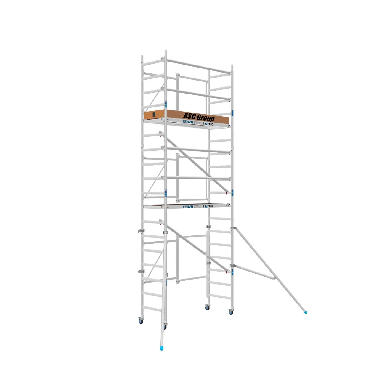 Andamio plegable de aluminio PRO 6,50 m con 2 estabilizadores, kit completo