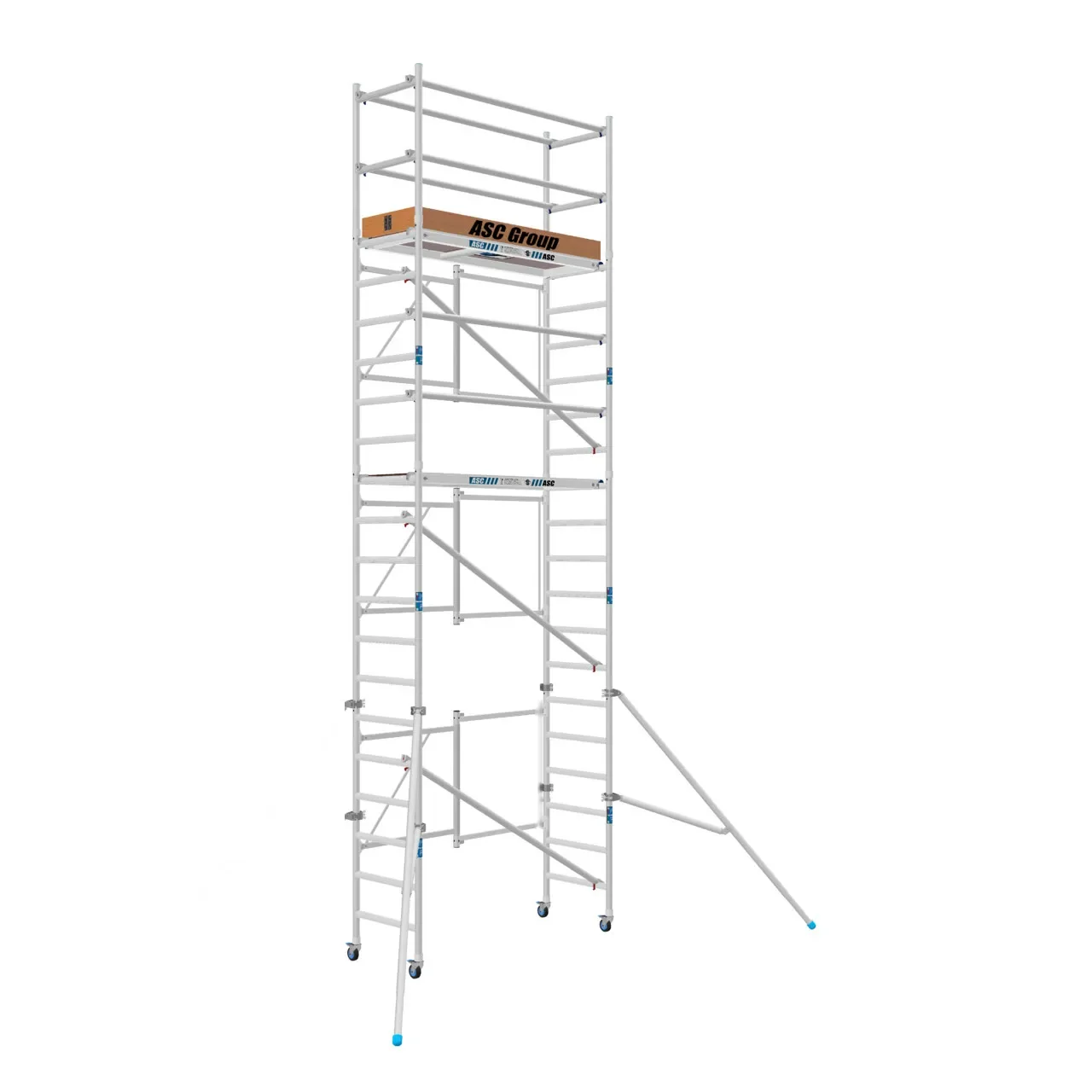 Andamio plegable de aluminio PRO 7,50 m con 2 estabilizadores, kit completo