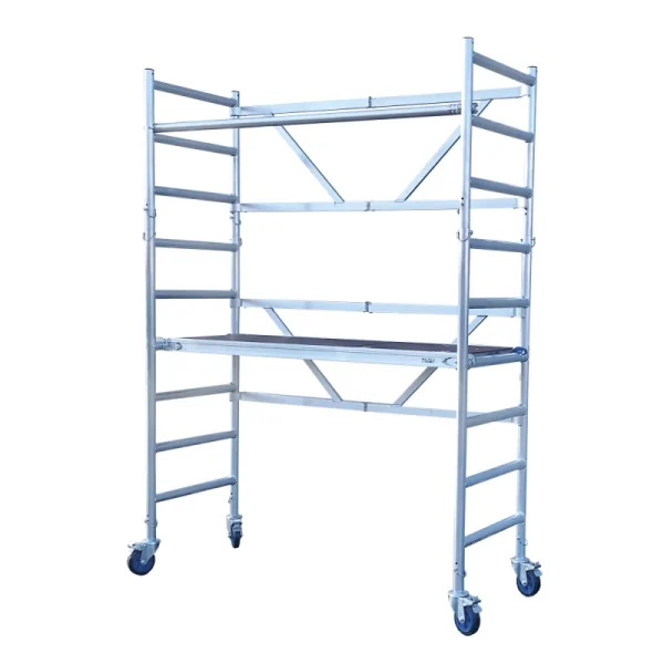Andamio plegable de aluminio BASIC de 3,85 m de altura de trabajo con plataforma de 75 x 190 cm
